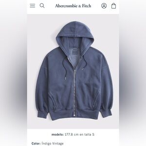 Abercrombie & Fitch Blue indigo vintage Zip-Up Hoodie